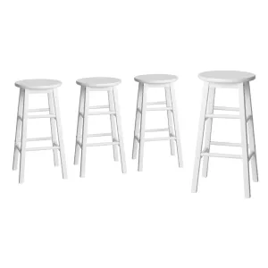4x Bar Stools | Round Chairs | Wooden | White Finish