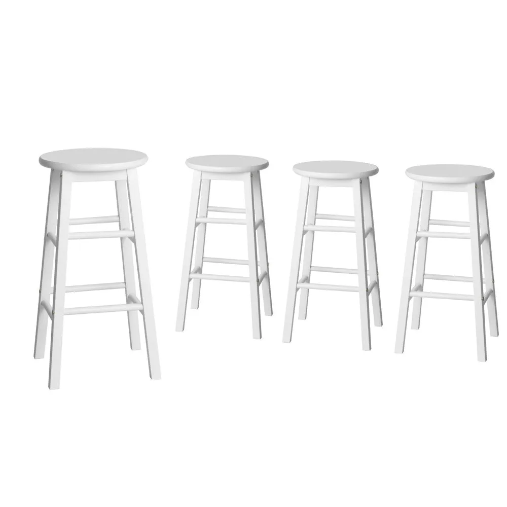 4x Bar Stools | Round Chairs | Wooden | White Finish