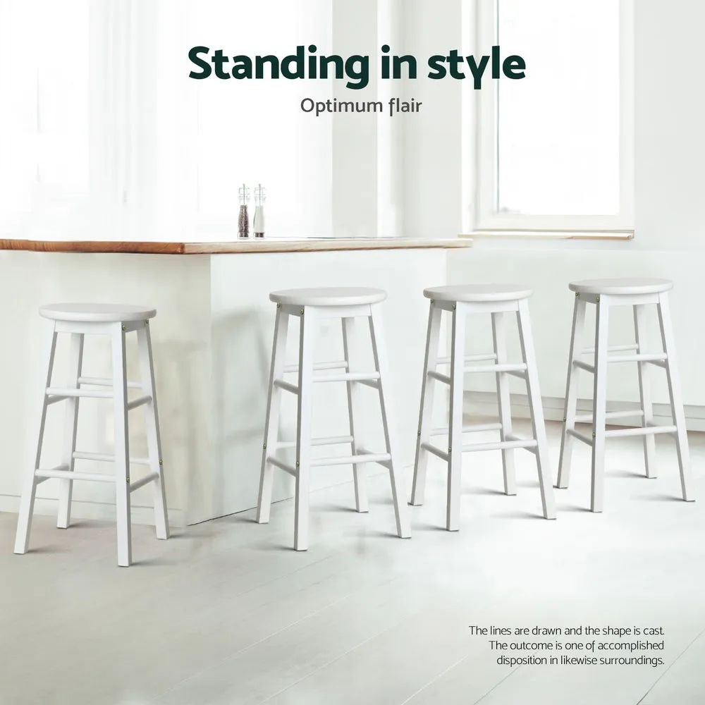 4x Bar Stools | Round Chairs | Wooden | White Finish