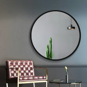 90cm Premium Round Wall Mirror with MDF Frame - Embellir