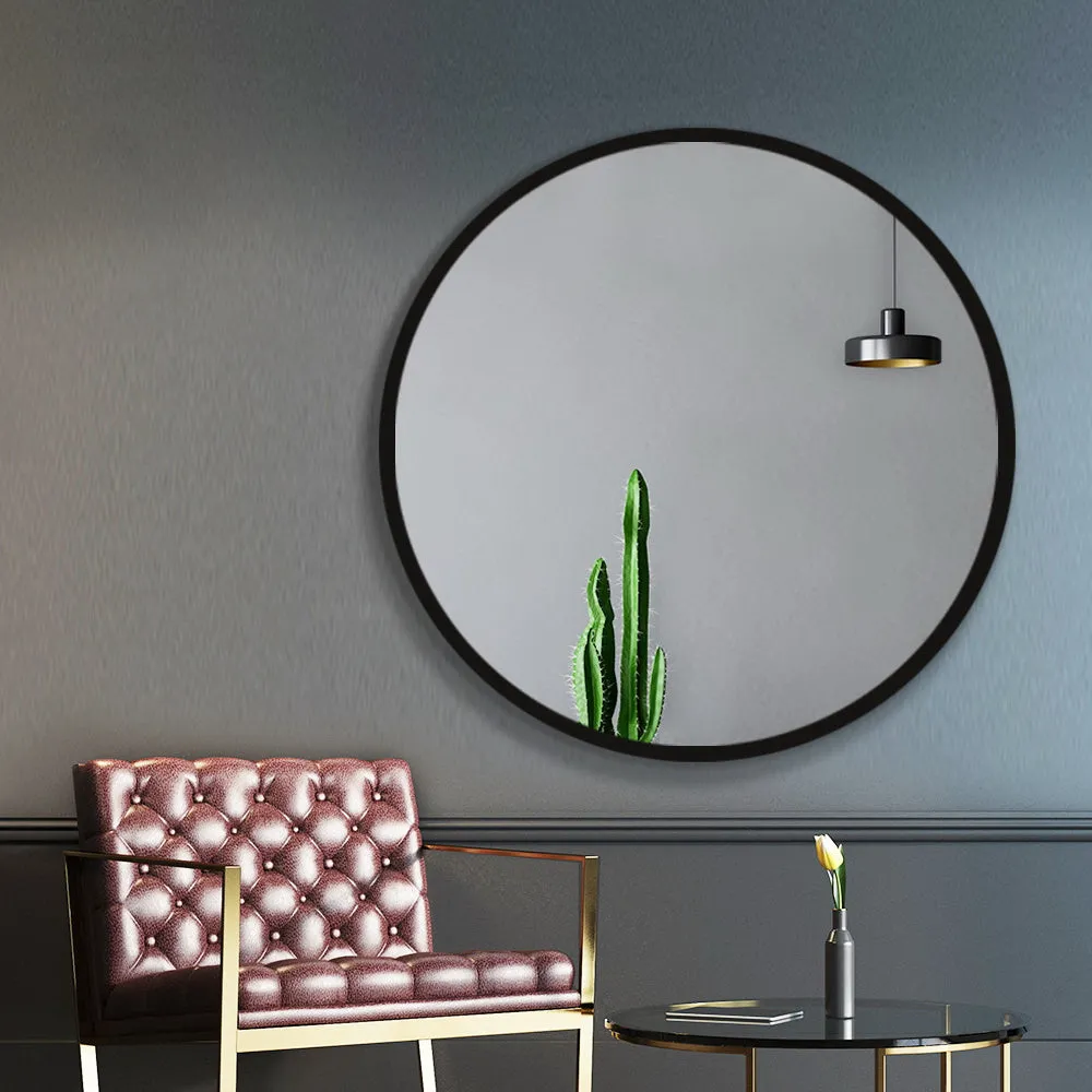 90cm Premium Round Wall Mirror with MDF Frame - Embellir