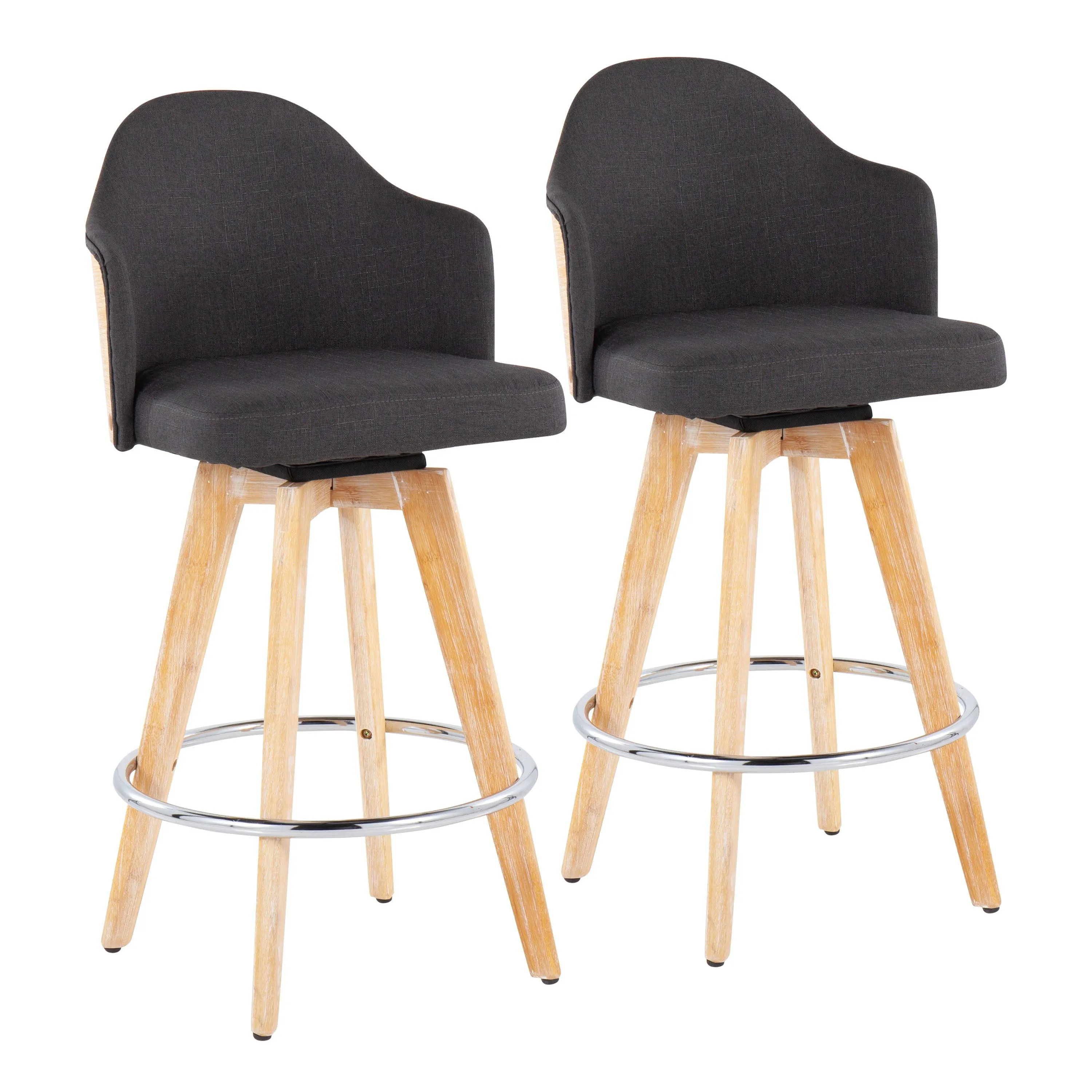 Ahoy - Contemporary Fixed Height Counter Stool & Round Footrest (Set of 2) by Couch.com