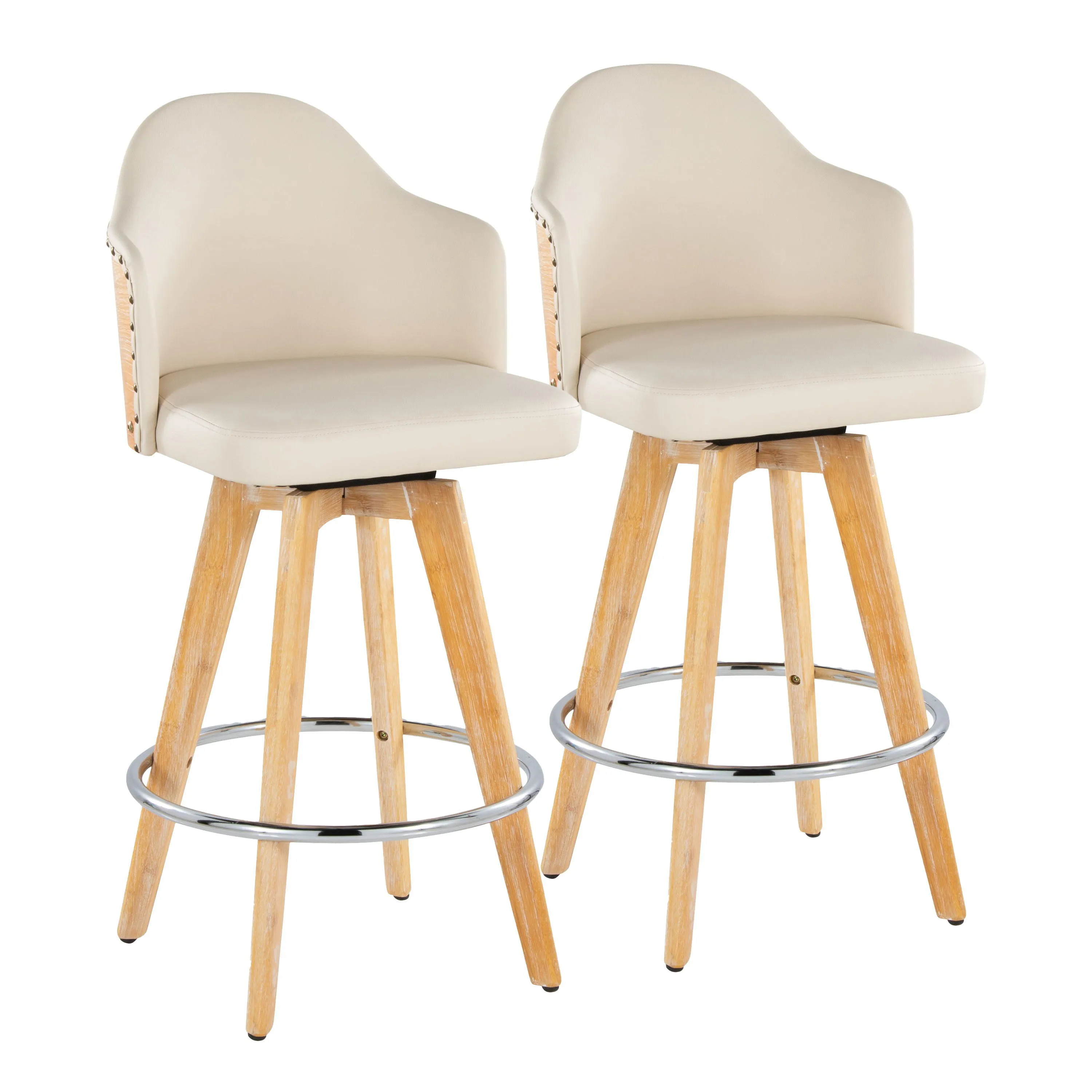 Ahoy - Contemporary Fixed Height Counter Stool & Round Footrest (Set of 2) by Couch.com