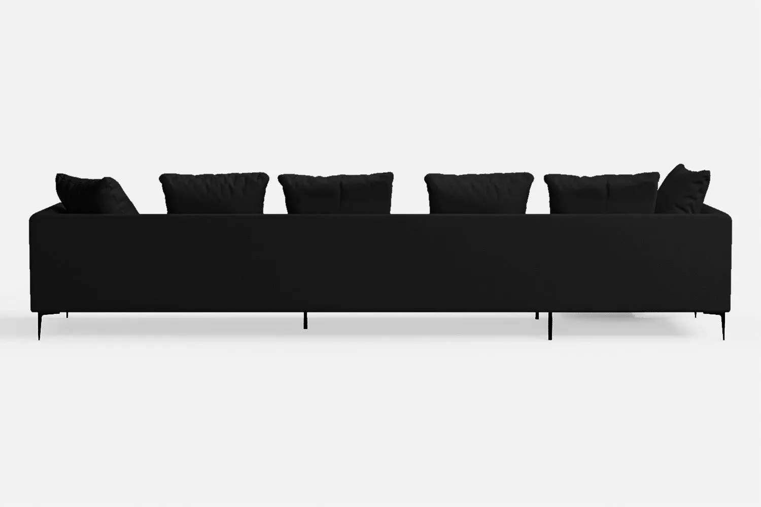 Aprilia 4 Seater Left Hand Facing Chaise Lounge Corner Sofa Black Leather