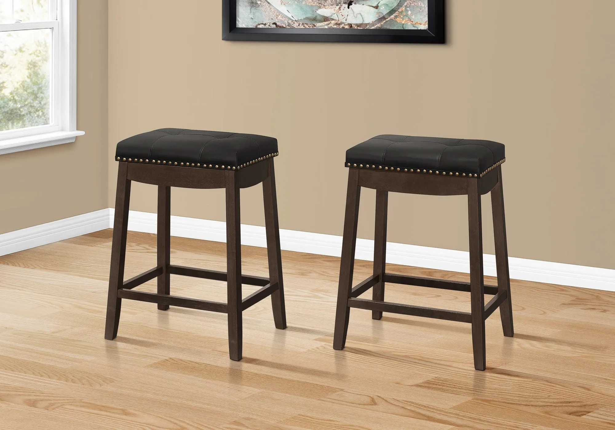 Bar Stool Counter Height, Saddle Seat, Transitional (Set of 2) by Couch.com