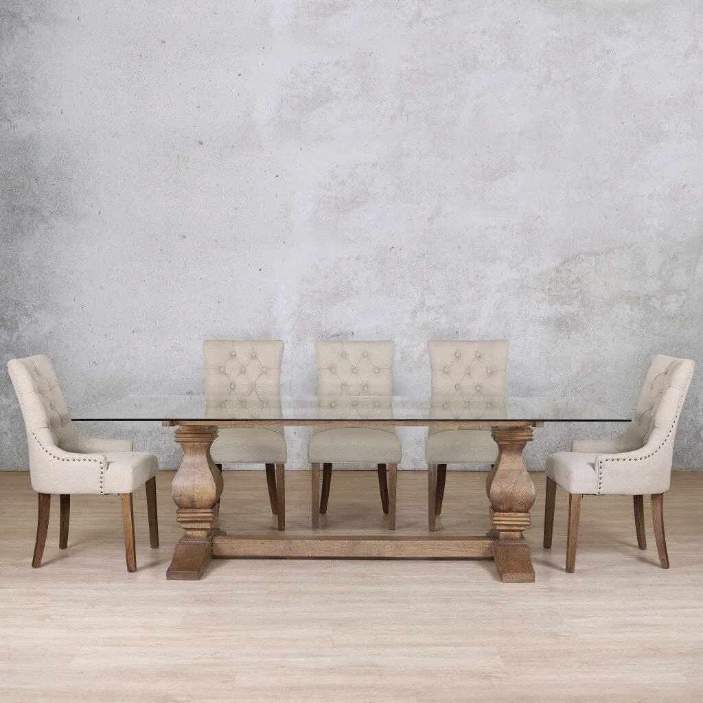 Belmont Glass Top & Duchess 8 Seater Dining Set