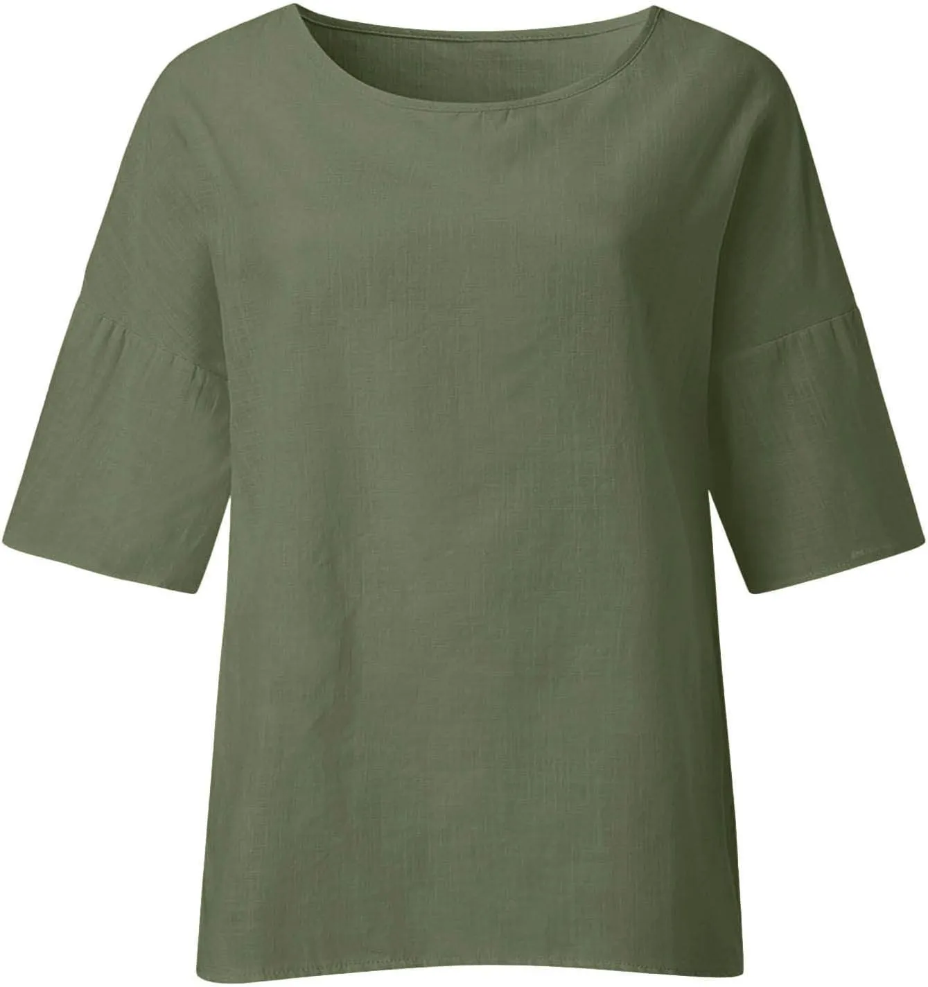 Ceboyel Women's Cotton Linen Tunic Shirts Dandelion Print Summer Tops 3/4 Sleeve Blouse Tshirts Bohemian Style Clothes 2023