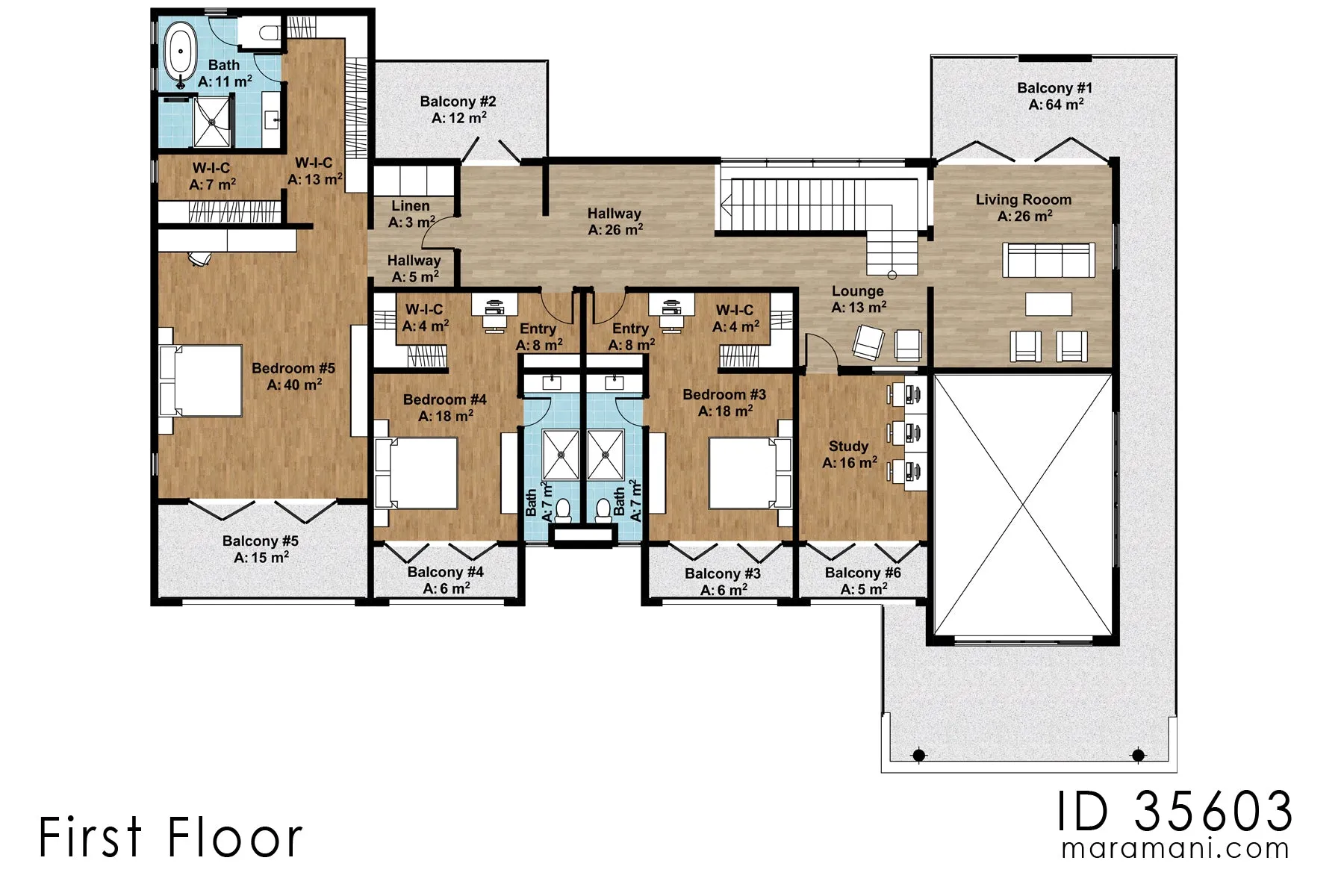 Contemporary 5 bedroom house design - ID 35603