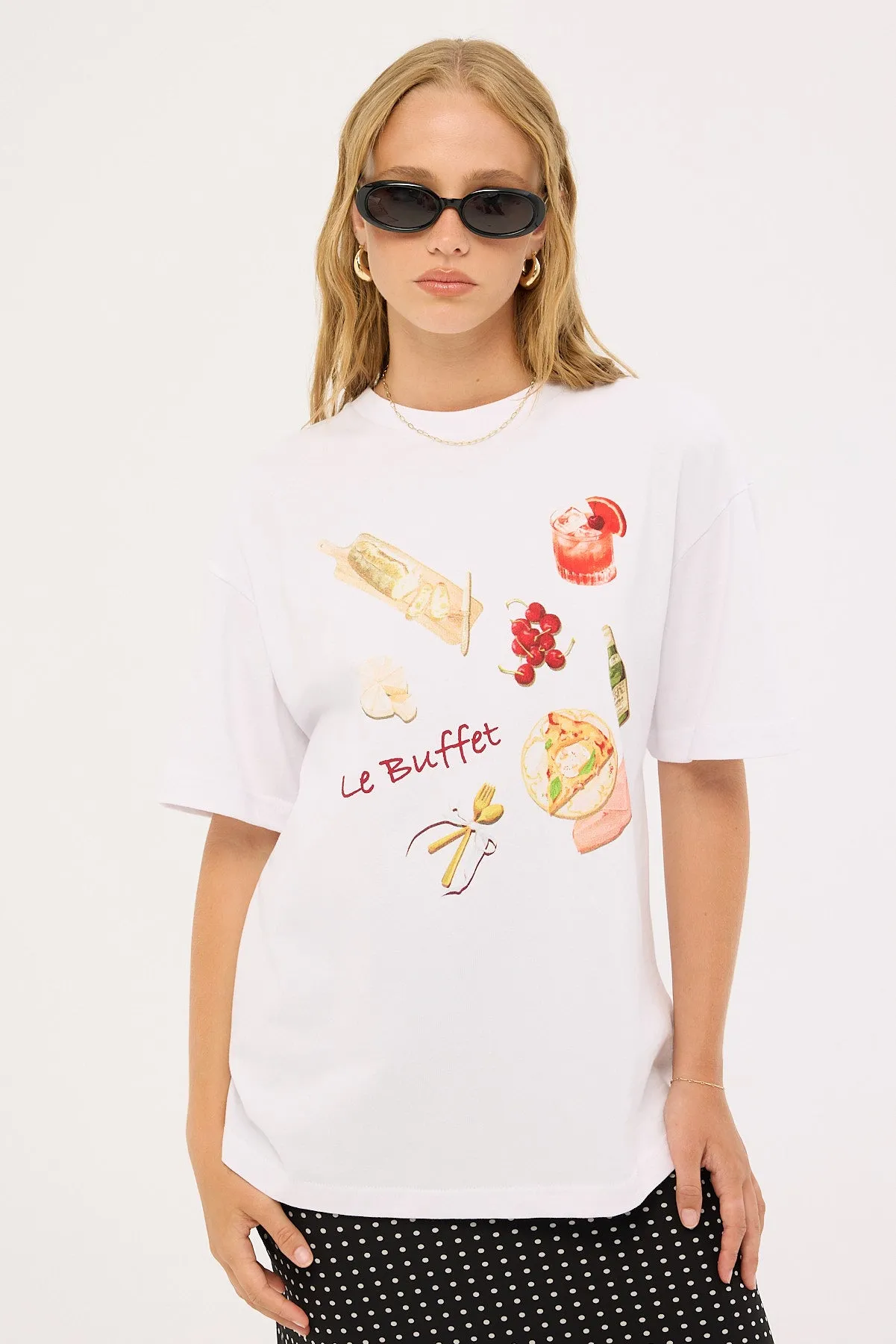 Luck & Trouble Le Buffet Oversized T-Shirt White