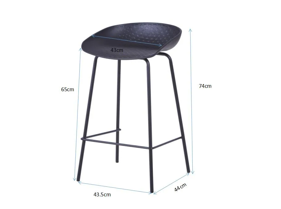 MARIO - Black Plastic Counter Stool