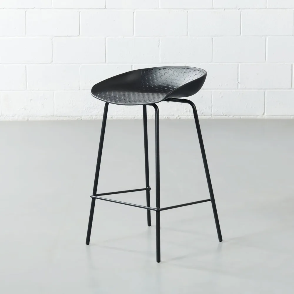 MARIO - Black Plastic Counter Stool